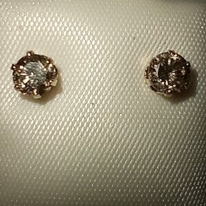 LAST PAIR!  14Kt Yellow Gold 1/2-Carat Champagne Diamond Stud Post Earrings